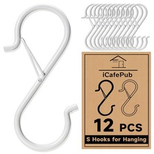 12 PCS S Hooks for Hanging with Safety Buckle, 3.5 inch Heavy Duty Metal S Sh...