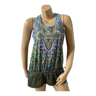 Athleta Tic Tac Toe Tank Womens Small Paisley Racerback Yoga Top Built in Bra