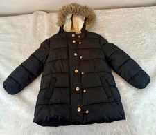 Old Navy Solid Frost Free Hooded Puffer Jacket Fleece Lined Black Coat Youth 5T