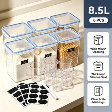 MAKIT HOME 6 Pcs 8.5L Airtight Food Storage Canisters with Lids