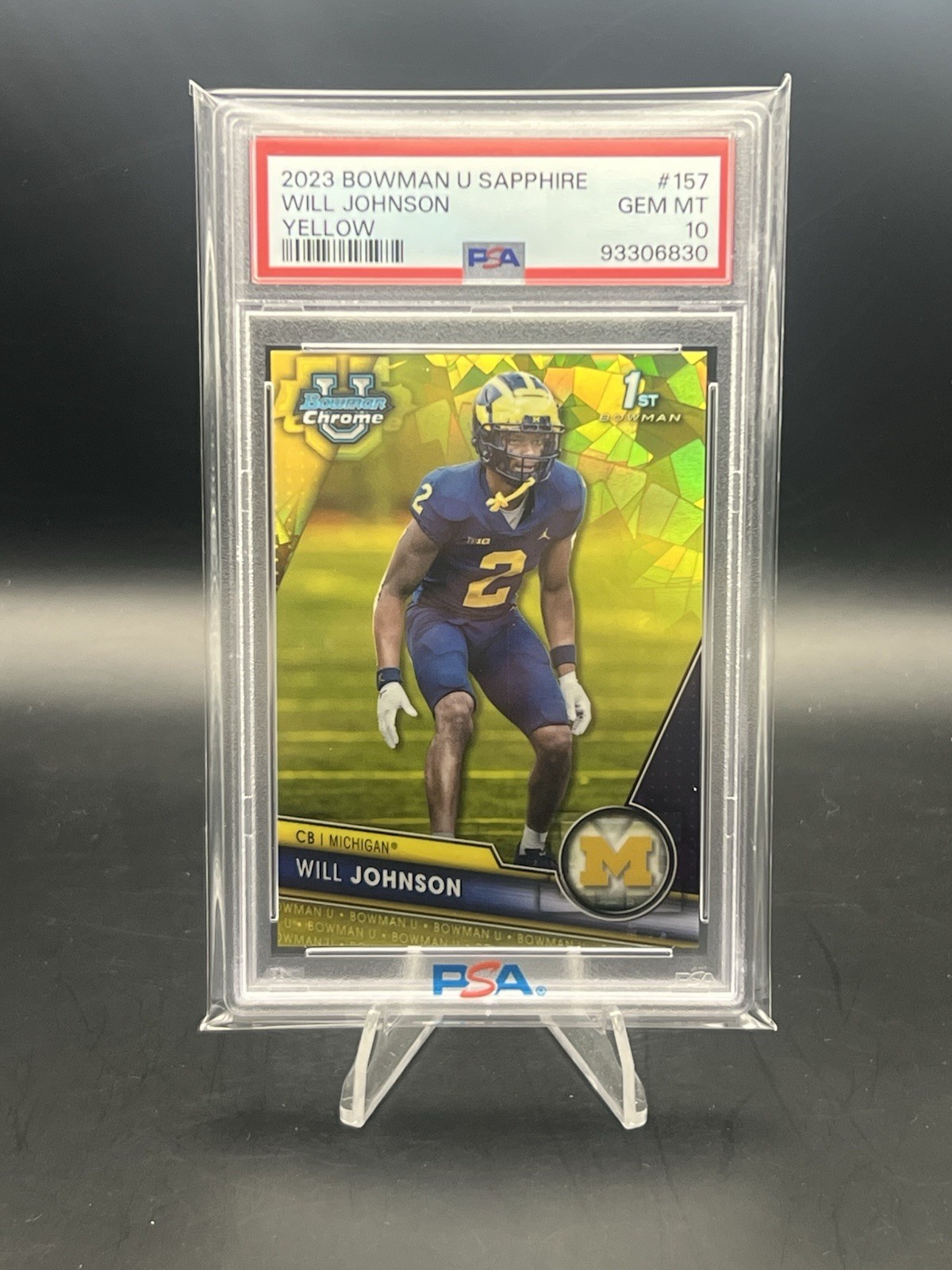 Will Johnson 2023 Bowman U Chrome Sapphire Yellow Refractor /75 - Wolverines