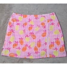 Vintage Lilly Pulitzer Skirt Skort women 6 Pink Pineapples All over Print Cotton