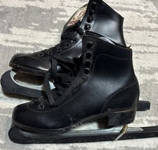 Vintage Figure 8  s Ice Skates Black Size 6 Black Leather Some Signs Of Use/Wear