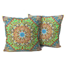 Jusen Boho Throw Pillow Covers 16x16 inch Set 16" x (Pack of 2), Boho-8 