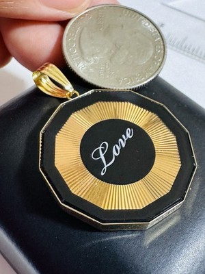 K18 Japan Gold Red & Black Love Pendant 7.3g Reversible With Glass