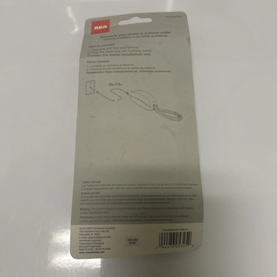 RCA 25 Ft White Phone Line Cord RCA TP243WHR Telephone Cord POTS New in Package - Image 4 of 4