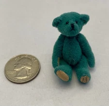 Miniature Artist Bear Velveteen Turquoise Green Fully Jointed 2”