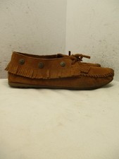 Minnetonka Moccasins Brown Suede Leather Flats Fringe Women Sz 11