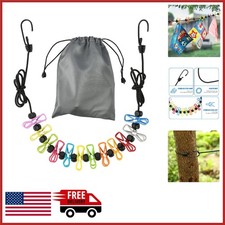 12 Feet Retractable Clothesline with Clips for Travel Indoor Outdoor Drying