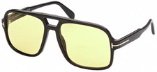 Tom Ford FT0884 01E Square Pilot Sunglasses Black Yellow Lens