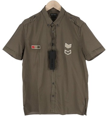 Antony Morato Men's Shirt M Brown Straight Fit Short Sleeve Button-Down Logo