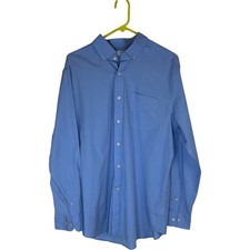 Crown  Ivy Mens Classic Fit Long Sleeve Button Down Shirt Blue Size L