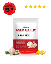 Odorless Garlic 7500Mg per Servings, 300 Softgels | 2 Years Aged Garlic Extra...