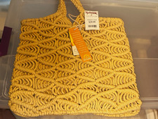 Women s Beige Crochet Tote Bag Rectangle Shap...