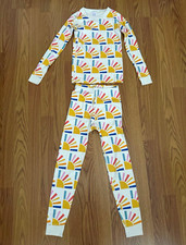 Hanna Andersson Girls 2-Piece Knit Pajama Set Long Sleeve Sun Print. US 8