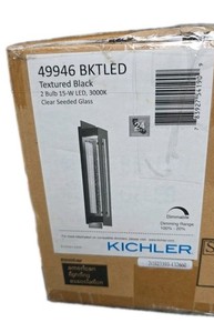 Kichler Lighting 49946 BKTLED Textured Black 2 Bulb 15W LED Clear Seeded Glass 