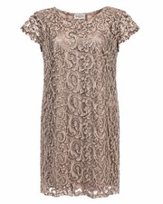 Marina Blush Lace Sequin Mini Dress Size L NWT Stretchy USA Made Chic