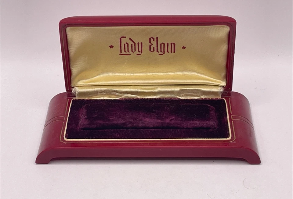 Vintage 1940s Bakelite ELGIN Presentation Watch Box, Velvet & Silk Lady Elgin - Image 2 of 4