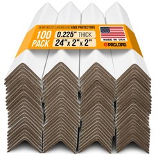24" x 2" x 2" Reinforced Cardboard Edge Protectors, White Pack of 100 0.2...