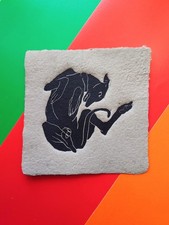 Greyhound Original Linocut Dog Signed Print Limited Ed Unframed