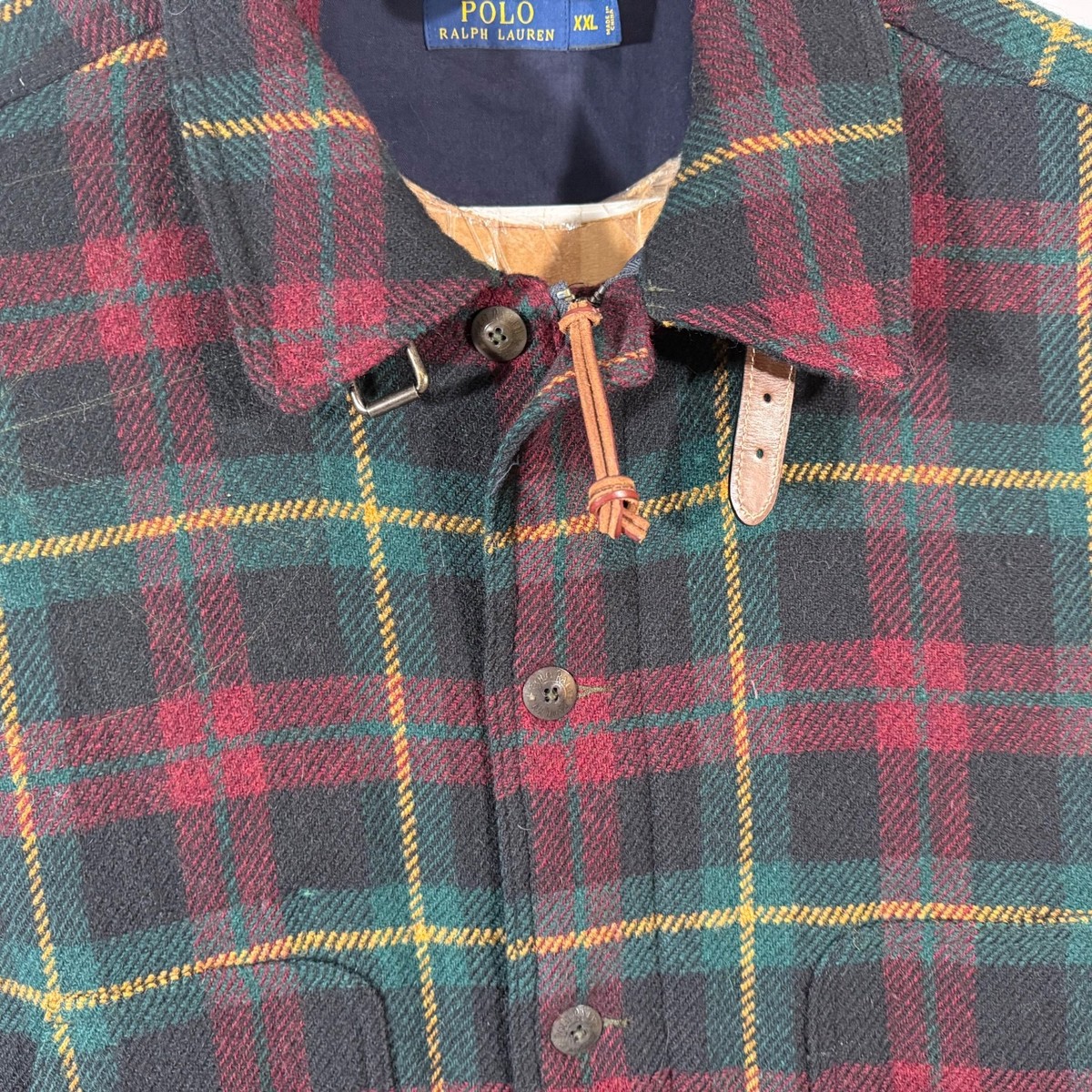 Vtg Polo Ralph Lauren Hunting Jacket Mens XXL Tartan Wool