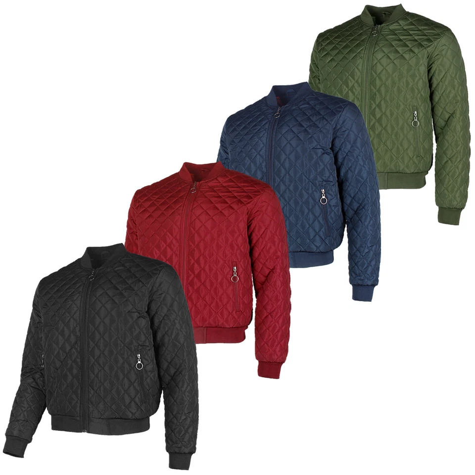 Chaqueta de hombre con cremallera bolsillo frontal diseño acolchado Jason ropa exterior abrigo bombardero