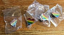 Pride Pin Lot of 4 Gay Rainbow Heart Badge Lapel PIns Enamel LGBTQ Love New