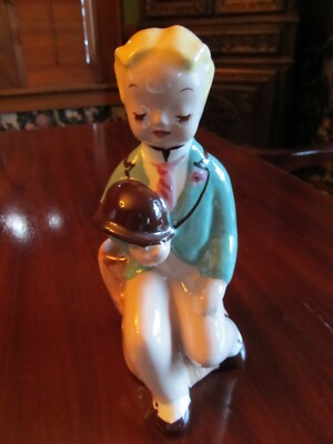RARE vintage Dee Lee art pottery vase figurine with top hat. 1949 Perfect 