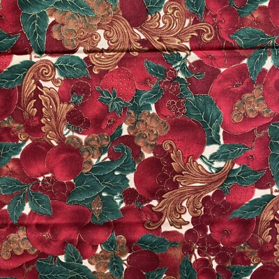 1 Yard VTG Christmas Fabric elegance R.E.D. Designs Fruit red
