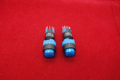 2PCS Cutout 12MM 110V Blue LED ILLUMINATED Round Maintained PUSH BUTTON 5 PINS - Picture 2 of 5