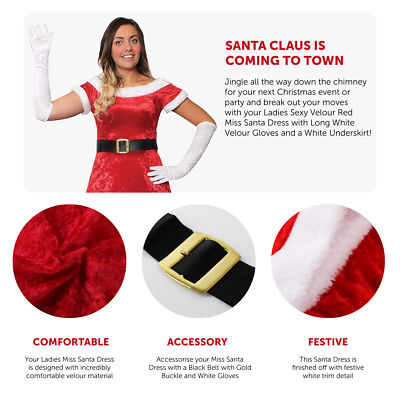 LADIES CHRISTMAS MRS CLAUS SANTA DRESS ACCESSORIES COSTUME SEXY FANCY DRESS  XMAS | eBay