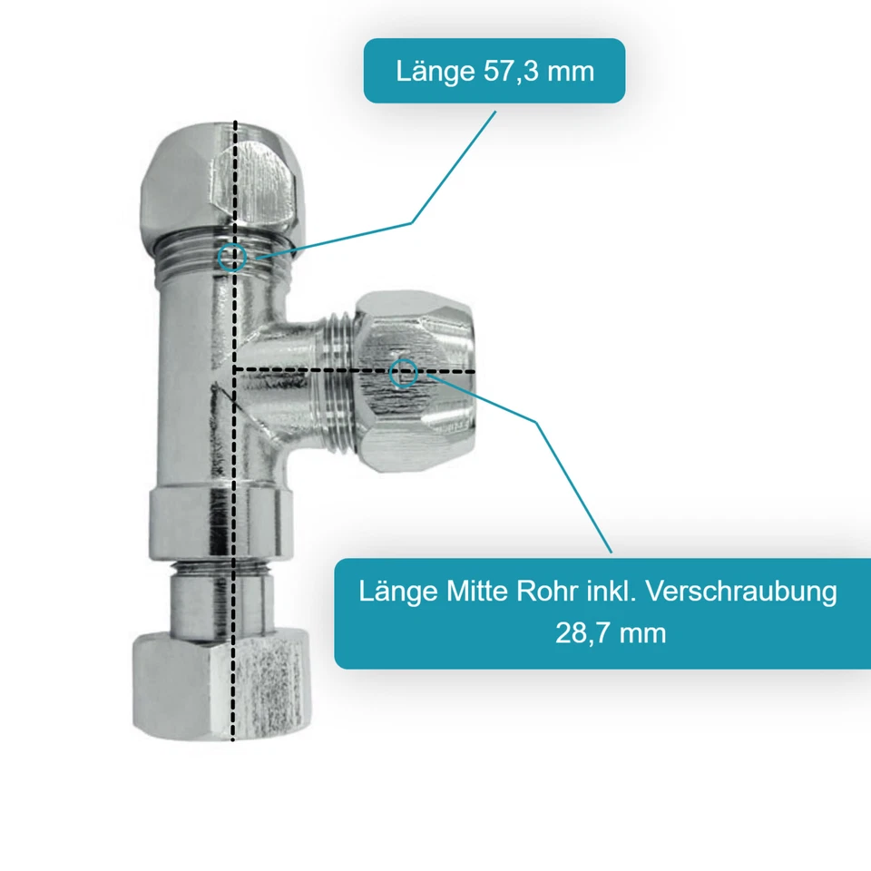 Abzweig Verteiler T-Stück für Eckventil 3/8 Zoll x 10 mm Quetschverschraubung  - Bild 4 von 4