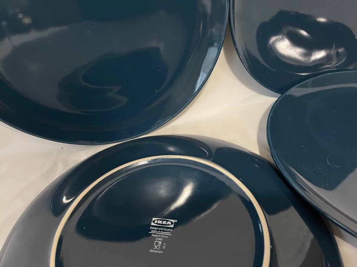Blue Dinner Sets Ikea SET OF 4-IKEA Dark Cobalt Blue Dinner Plates