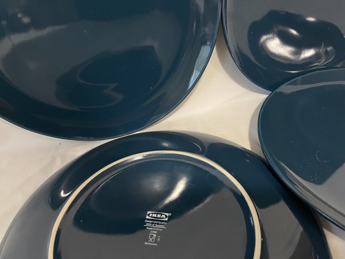 Ikea Sweden Glossy Dark Blue Set Of 4 Dinner Plates 10 1/2" - Picture 2 of 2