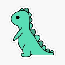 Cute Green Dinosaur Fun Whimsical Decal Laptops Water Bottles Vinyl Sticker