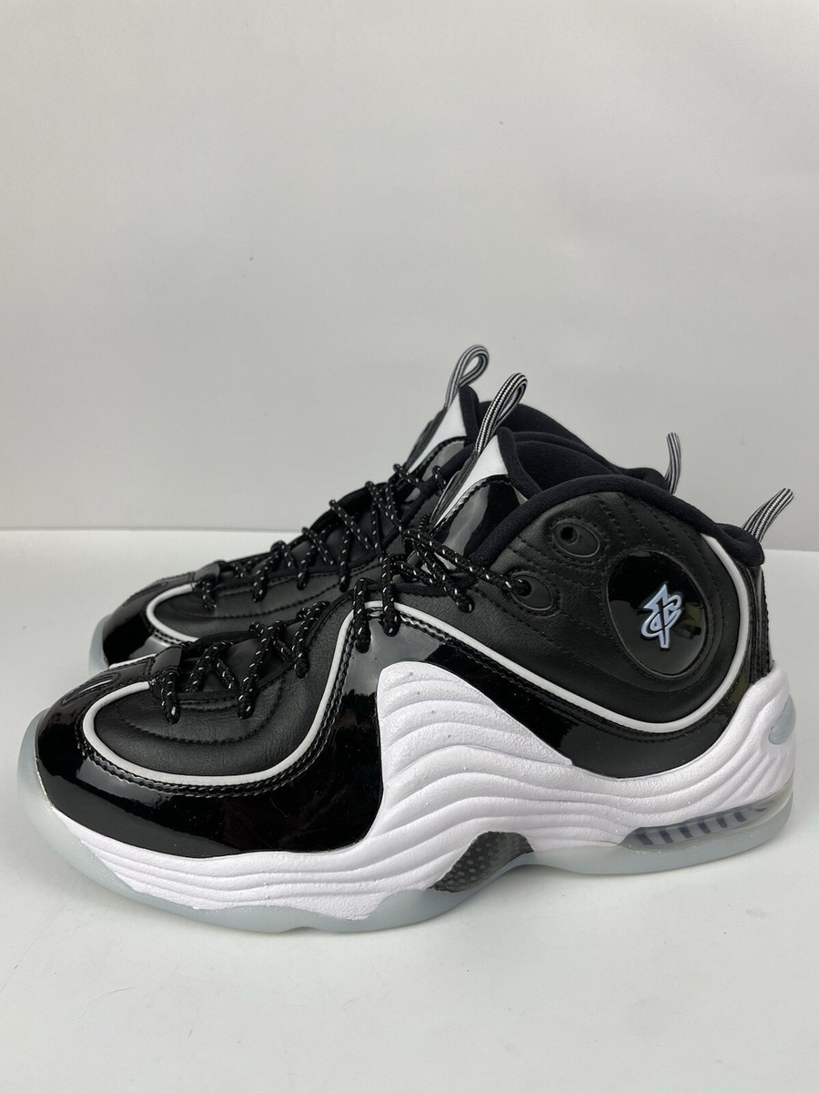 Nike Air Penny 2 Black Patent White Football Grey Sneakers Men's