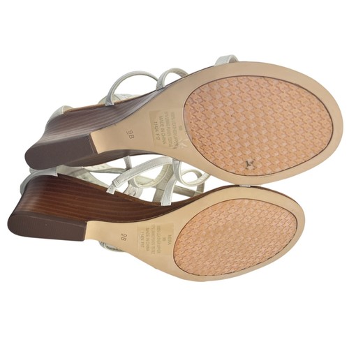 Lauren Ralph Lauren Meira sandali con zeppa in pelle bianco e cinturino donna 9B - Foto 6 di 10