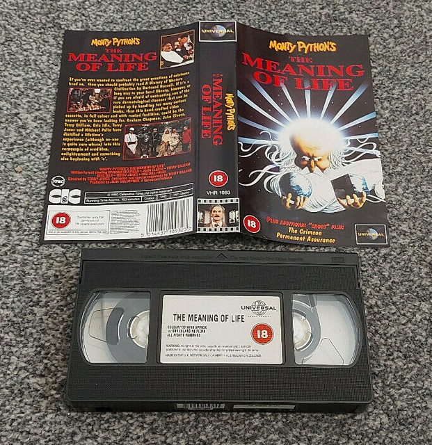 Monty Python Meaning Of Life Video PAL Format Rating 18 VHS Video monty-python-meaning-of-life-video-pal-format-rating-18-vhs-video
