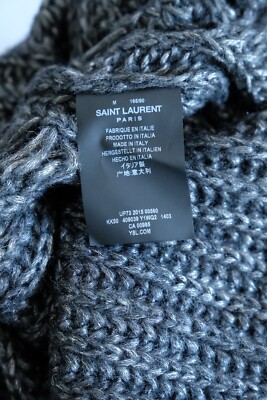 Saint Laurent Destroyed Grey Knit Cardigan SS16 Surf Sound Hedi