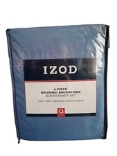 Brand New IZOD VARISTY SOLID BLUE QUEEN Size SHEET SET Microfiber