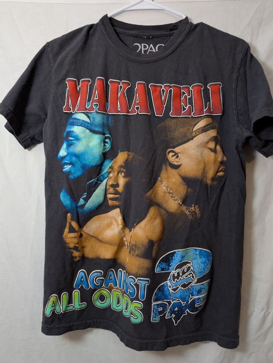 2Pac Makaveli Against All Odds T-Shirt Mens Small Crewneck 2Pac Makaveli Against All Odds T-Shirt Mens Small Crewneck