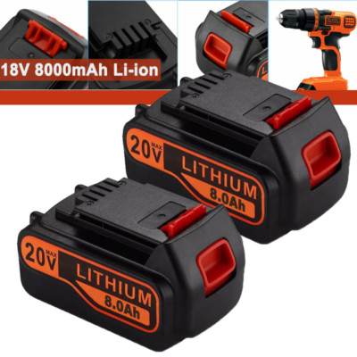 2) Für Black & Decker 20V 8,0Ah Lithium MAX Akku 20 Volt Li-Ion LBXR20 LBXR2020