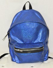 Saint Laurent City Backpack - Sheer Iridescent Leather Blue Glitter
