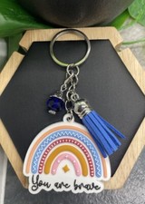 4" Silicone Rainbow Pendant Purse Charm Keychain You Are Brave B3590