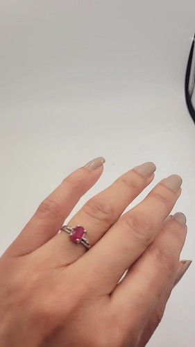 GENUINE 1.15 Cts RUBY SOLITAIRE RING 10k WHITE GOLD - Free Appraisal Service - Video 1 of 1