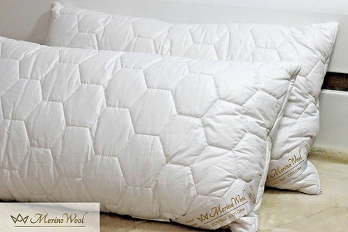 Merino Wool Wolldecke 220/240cm 10tog 500g + 2 Kissen 45/75cm Wolle + Baumwolle - Afbeelding 5 van 6