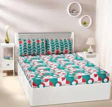 Double Bedsheet with 2 Pillow Covers, Green