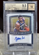 2019 Zion Williamson Silver Prizm Auto Penmanship BGS 9.5 Auto 10