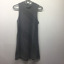 Derek Heart Womens L Large Ribbed Sleeveless High Neck Gray Short Sweater Dress