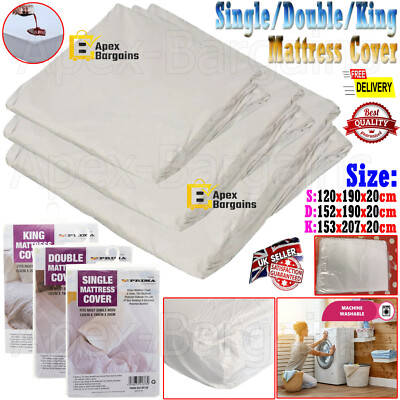 Single Double King Bed Mattress Fitted Cover Protector PVC Plastic ...